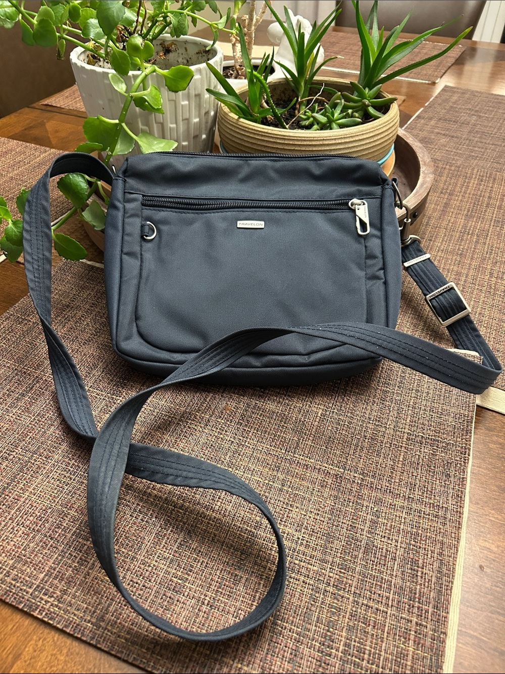 Travelon Navy Crossbody Messenger Bag